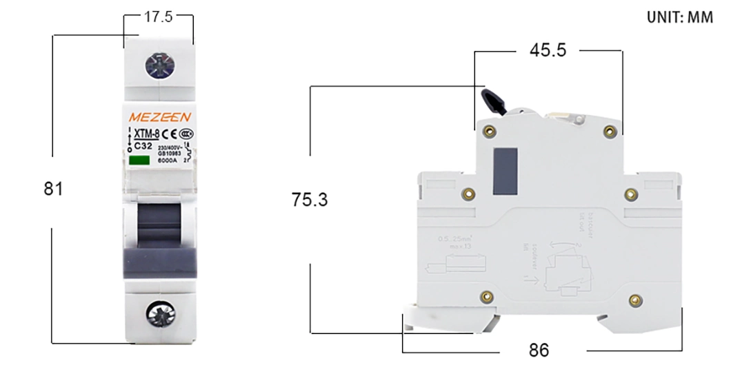 High Quality 1 Pole AC 6ka 1A-63A Mini Circuit Breaker MCB