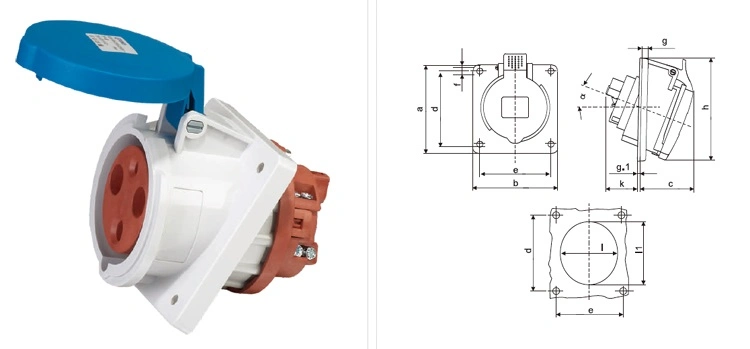 Cee IP67 4 Pin 63A Flat Electrical Industrial Sockets (QX1151)