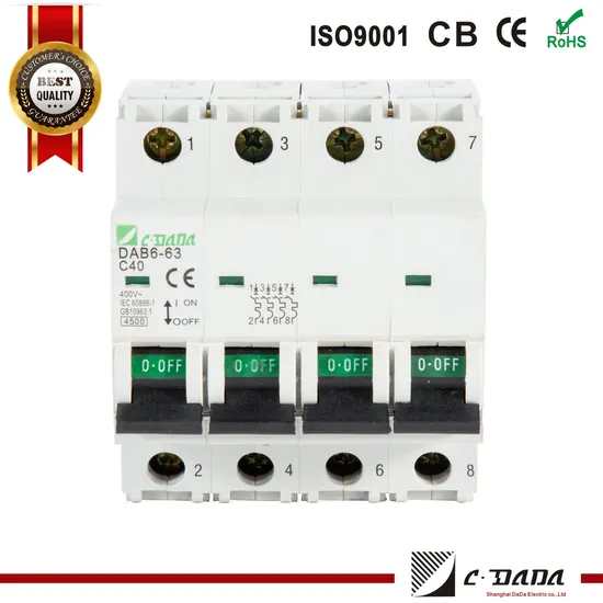 Interruttore automatico MCB tipo B, tipo C e tipo D 50/60 Hz.